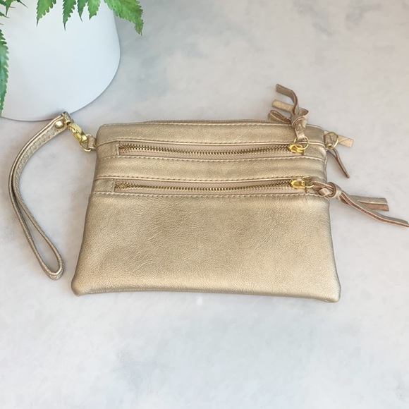 Handbags - Shimmery Gold Clutch Wallet Wristlet Purse